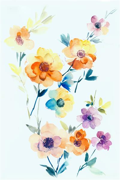 گل ها در روز آفتابی طراحی هنری برگ ها و گل ها