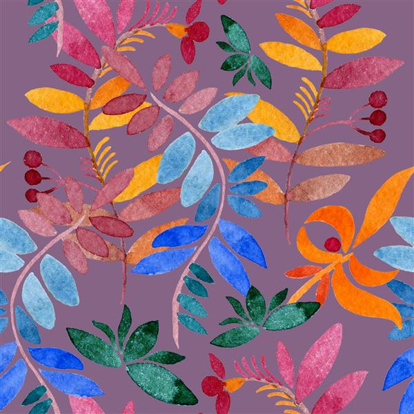 الگوی گل و گل عناصر گیاه شناسی پاییز و تابستان نقاشی آبرنگ پس زمینه بدون درز اصلی