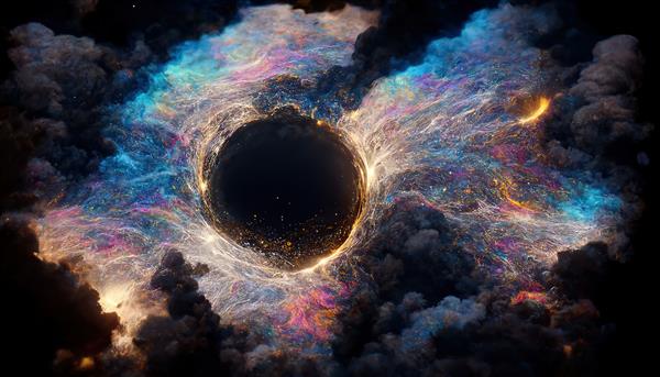 سیاهچاله فانتزی و سحابی رنگارنگ در عمق فضا