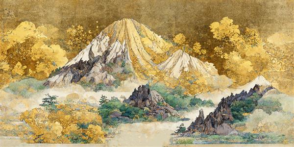 تصویر شطرنجی از کوه ها و صخره های ترسیم شده در طبیعت سبک ژاپنی در فرهنگ آسیایی زمان تپه های زمین تپه ای سامورایی در حال بالا رفتن از سرزمین آفتاب طلوع پس زمینه آثار هنری سه بعدی