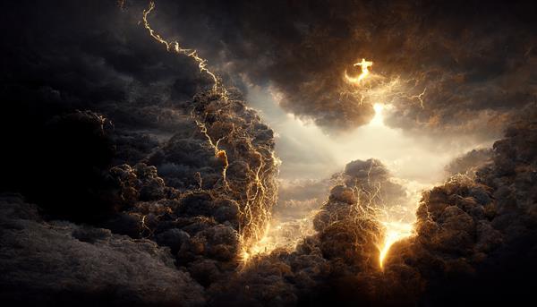 تصویر شطرنجی از ابرهای سیاه دود با نورگیر طوفان رعد و برق طوفان گردباد رعد و برق فاجعه زیست محیطی آلودگی محیط زیست زیبایی طبیعت پس زمینه رندر سه بعدی