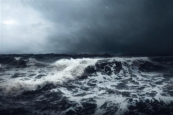 تصویر شطرنجی از باران در دریا رعد و برق در اقیانوس باز گردباد امواج باران شدید گردباد سونامی سیل سیل نیروی بلای طبیعی طبیعت اثر هنری 3 بعدی