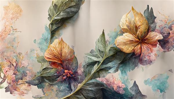 گل به سبک هنر آبرنگ عناصر گل لوکس پس زمینه گیاه شناسی