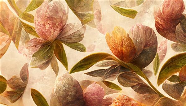 گل‌ها و شاخه‌های بنفش به آرامی روی پس‌زمینه‌ای روشن دکور گل‌های قدیمی برای تصویر سه‌بعدی گیاه فانتزی کارت پستال
