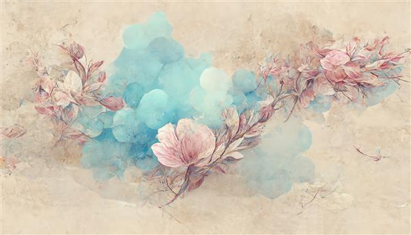 گل به سبک هنر آبرنگ عناصر گل های مجلل پس زمینه گیاه شناسی یا چاپ کاغذ دیواری طرح و کارت پستال کارت پستال گل های صورتی کوچک تصویر سه بعدی