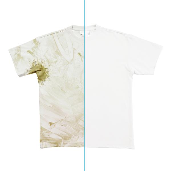 مقایسه تی شرت سفید قبل و بعد از استفاده از مواد شوینده یا سفید کننده