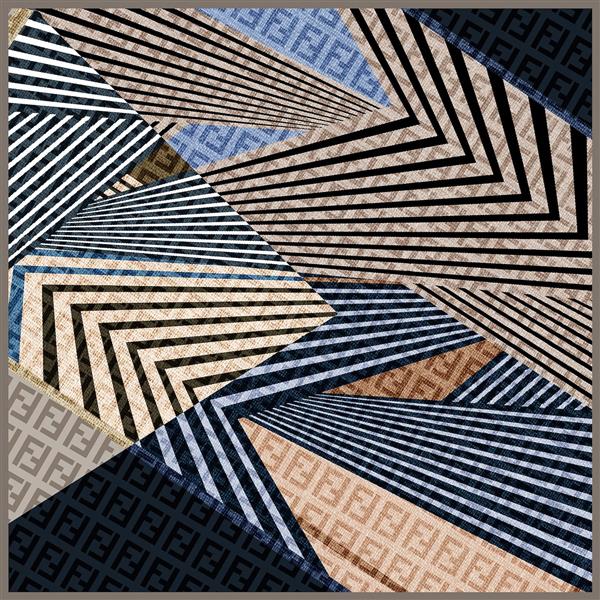 طرح روسری الگوی هندسی خطوط نامنظم آبی سورمه ای کرم برای چاپ پارچه