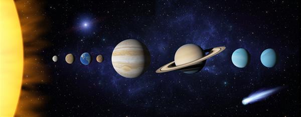 منظومه شمسی خورشید سیاره جیوه زهره زمین مریخ مشتری زحل اورانوس نپتون نقشه 8 سیاره منظومه شمسی
