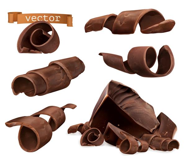 مجموعه تصویرسازی براده ها و تکه های شکلات