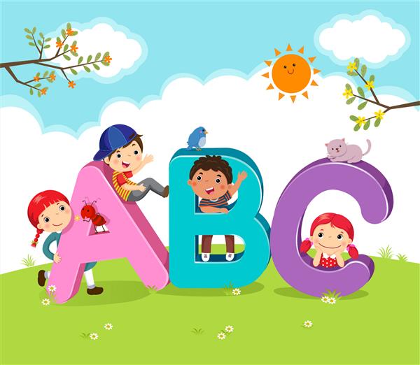 بچه های کارتونی با حروف abc