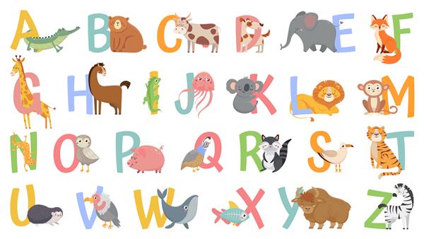 الفبای حیوانات کارتونی برای بچه ها حروف را با حیوانات خنده دار باغ وحش abc و الفبای انگلیسی برای بچه ها یاد بگیرید