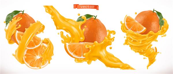 مجموعه تصویری آب پرتقال پاشیده می شود