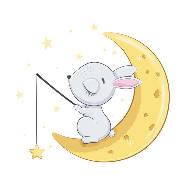 بچه اسم حیوان دست اموز ناز روی ماه خوابیده است