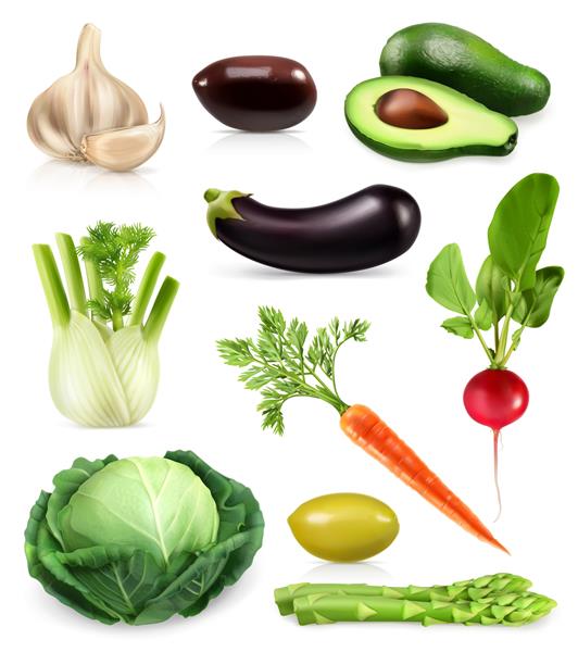سبزیجات مجموعه ای از نمادهای وکتور