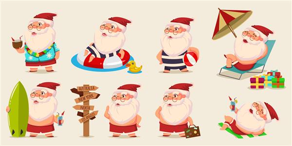 مجموعه شخصیت های کارتونی بابا نوئل تابستانی در شورت