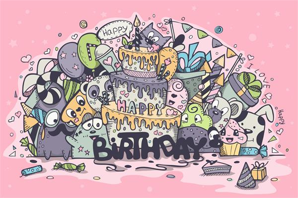 تصویر کارت تبریک تولد ابله های رنگی مجموعه 2