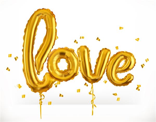 بادکنک های اسباب بازی طلایی عشق نماد روز ولنتاین
