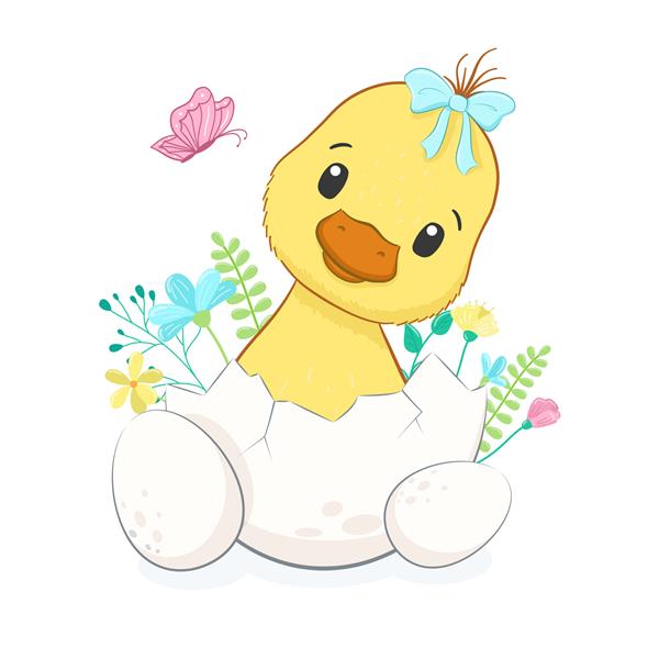 عید پاک مبارک جوجه اردک ناز با تخم مرغ