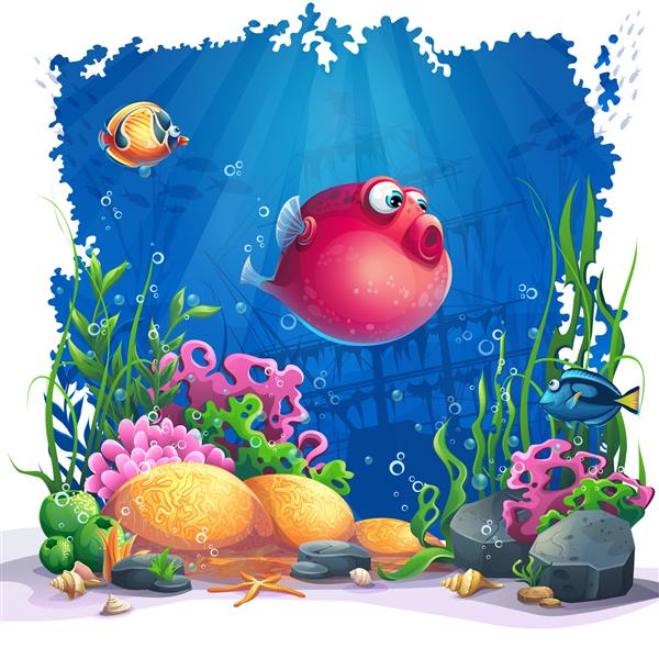 دنیای زیر دریا با تصویر ماهی