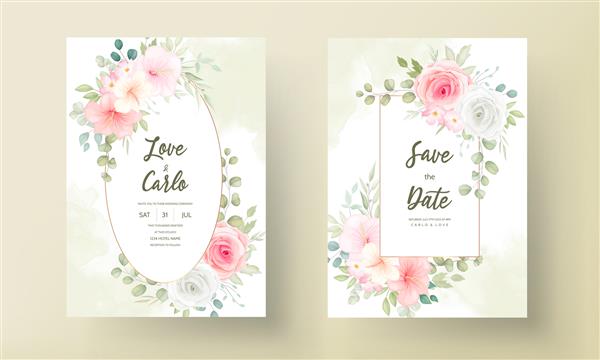 کارت دعوت عروسی مدرن با گل های زیبا