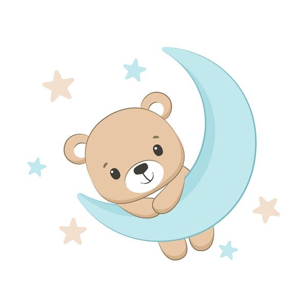 خرس بچه ناز با تصویر ماه و ستاره
