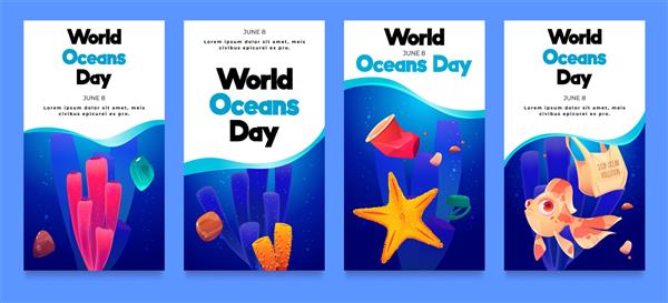 مجموعه داستان های اینستاگرام روز جهانی اقیانوس های کارتونی