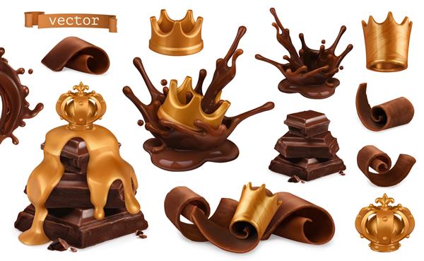 ست سه بعدی شکلاتی و تاج طلایی