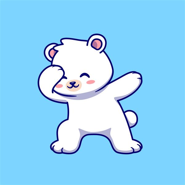 تصویر برداری آیکون کارتونی خرس قطبی ناز نماد طبیعت حیوانی مفهوم بردار حق بیمه جدا شده سبک کارتونی تخت