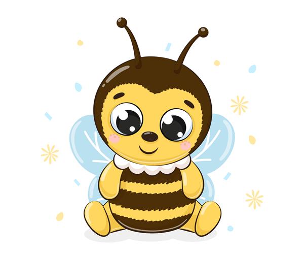 زنبور ناز می نشیند و لبخند می زند تصویر برداری کارتونی