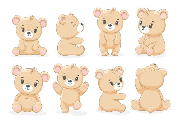 مجموعه ای از خرس های عروسکی زیبا تصویر برداری از یک کارتون
