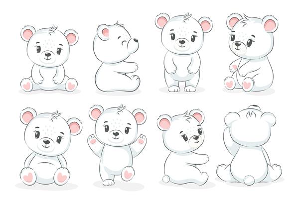 مجموعه ای از خرس های قطبی زیبا تصویر برداری از یک کارتون