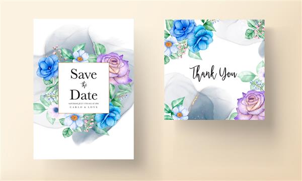 قالب کارت دعوت عروسی برگ های گل زیبا