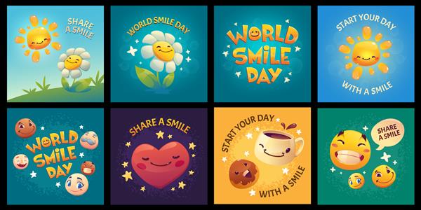 مجموعه پست های اینستاگرام روز جهانی لبخند کارتونی