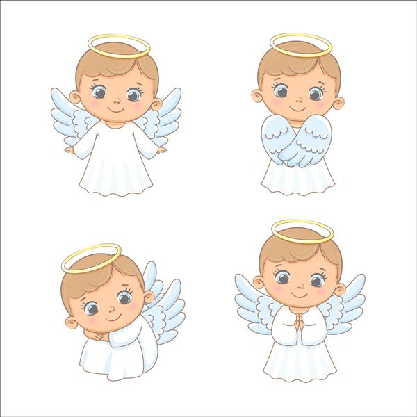 مجموعه ای از پسر فرشته ناز تصویر برداری از یک کارتون