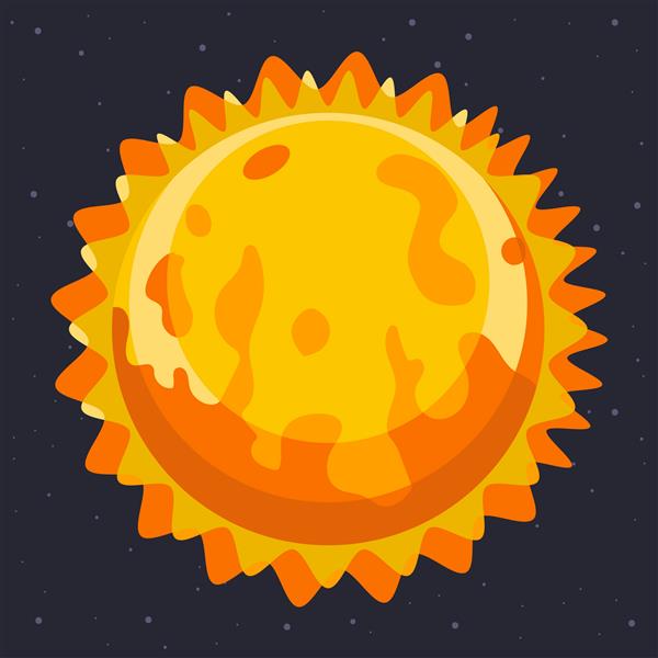 تصویر کارتونی وکتور سیاره خورشید جدا شده در پس زمینه