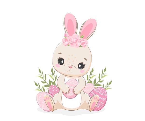 تصویر برداری وکتور خرگوش عید پاک کارتونی اسم حیوان دست اموز کوچک ناز