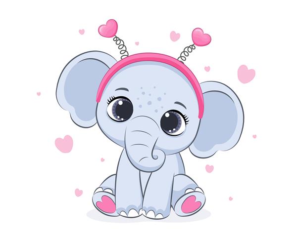 فیل ناز برای روز ولنتاین وکتور تصویر کارتونی
