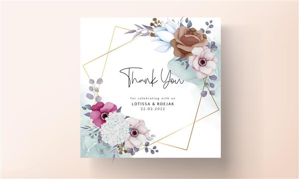 کارت دعوت عروسی بوهو با گل و برگ های زیبا