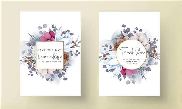 کارت دعوت عروسی بوهو با گل و برگ های زیبا
