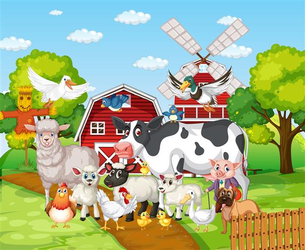 بسیاری از حیوانات مزرعه در مزرعه