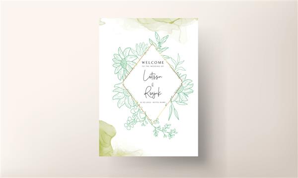 کارت دعوت عروسی با گل های مونولاین زیبا