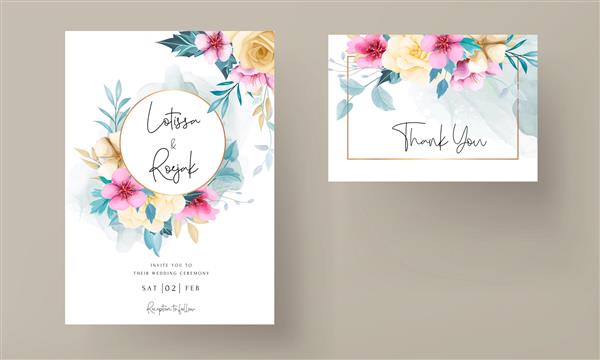 طراحی دستی زیبا دعوت عروسی طرح گل