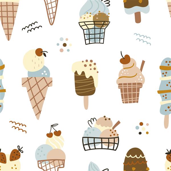 الگوی بدون درز تابستانی با بستنی خوشمزه