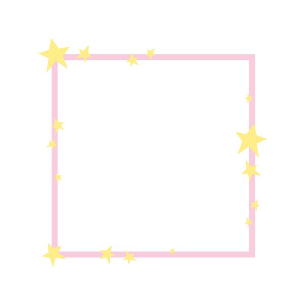 قاب مربعی صورتی ناز با ستاره برای عکس برای متن عنصر کولاژ تزئینی قاب کودک هندسی