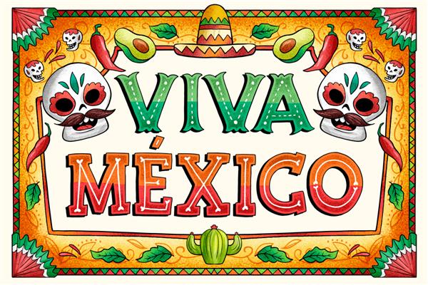 تصویر فرهنگ مکزیکی طراحی شده با دست