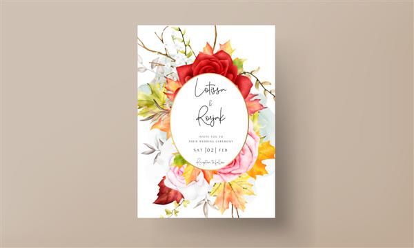 کارت دعوت عروسی با آبرنگ گلدار زیبا