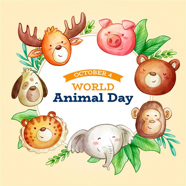 تصویر روز جهانی حیوانات آبرنگ