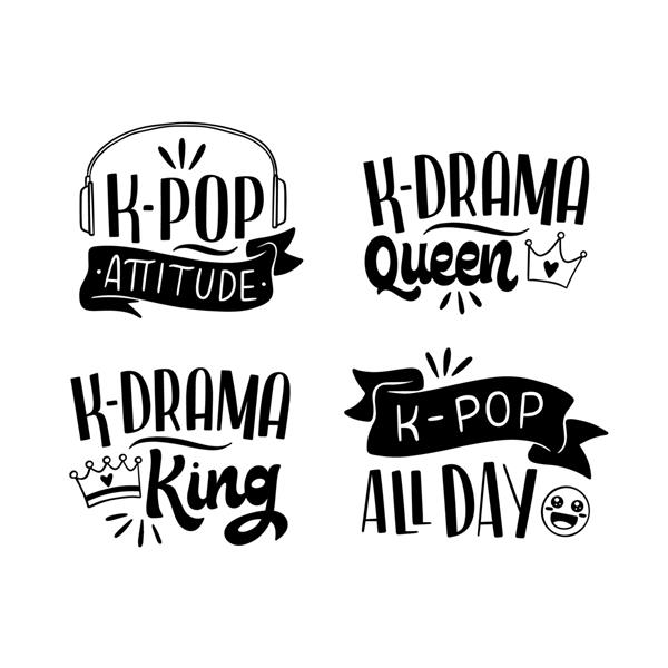 مجموعه استیکرهای حروف k-drama k-pop