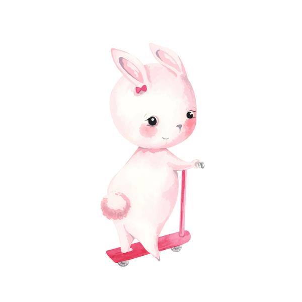 تصویر آبرنگ زیبا از شخصیت خرگوش کوچولو