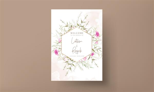 قالب کارت دعوت عروسی با گل های وحشی زیبا